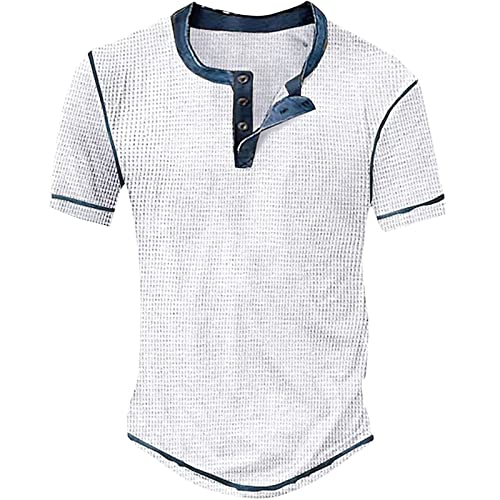 Camisetas para hombre Oversize T Shirt Men V-Cuello Verano Camisas Manga Corta Deportes Camisas Manga Corta Verano Vintage Casual Tops Tee Streetwear, B-blanco., 4XL