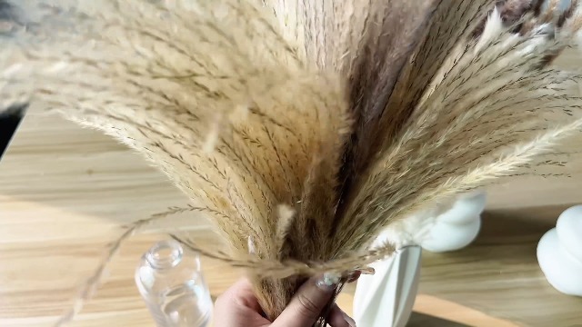 Lot de 10 décorations d'herbe de la pampas séchée, décoration bohème de la pampa, bouquet d'herbe de la pampa pour arrangements floraux de mariage, décoration de la maison, blanc
