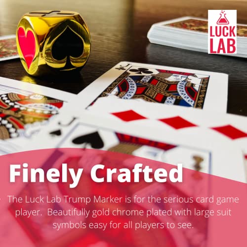Luck Lab Premium Trump Marker/Indicator - For Use With Euchre, Pinochle, Bridge And More - Comes With Black Velvet Storage Bag. (Gold) #TOP4