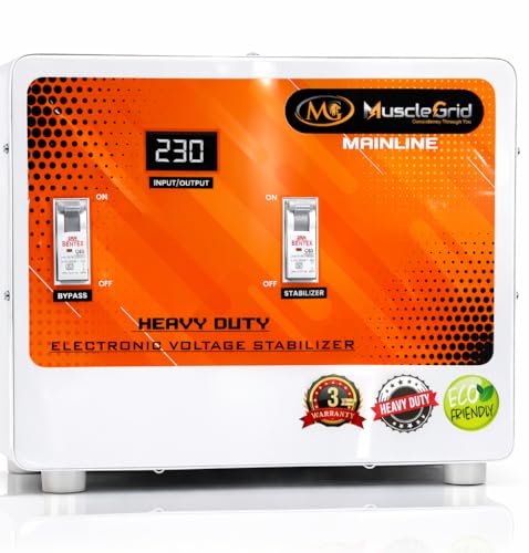 MuscleGrid Legendary Series 10kVA Mainline Voltage Stabilizer for Home | 50V–270V Ultra-Low...