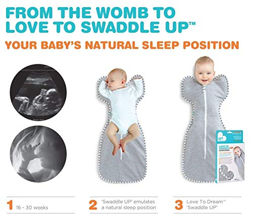 Image of Love To Dream Swaddle UP, Baby Sleep Sack, Twin Zipper For Easy Diaper Changes, Arms UP Position, Hip-Healthy, Lightweight & Breathable, Sleeping Bag, Moderates Ideal Temps, 1-3 M, Olive Stars & Moon