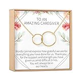 Dear Ava Infinity Interlocking Double Circle Connecting Necklace For Women - Modern Jewelry Pendant Love Gifting Idea for Her with Heartfelt Card - Gift for Nurse Attendant Caretaker Gold