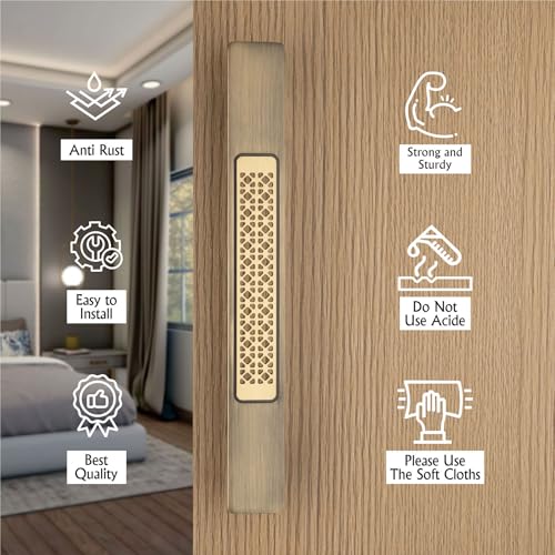 Image of COMPASS 24 inch Brass Main Door Handle | Door Handles for Main Door | Pull Handles for All The Doors of House | Office | Hotels | PH-HXJ (Pack of 1, Antique Finish)