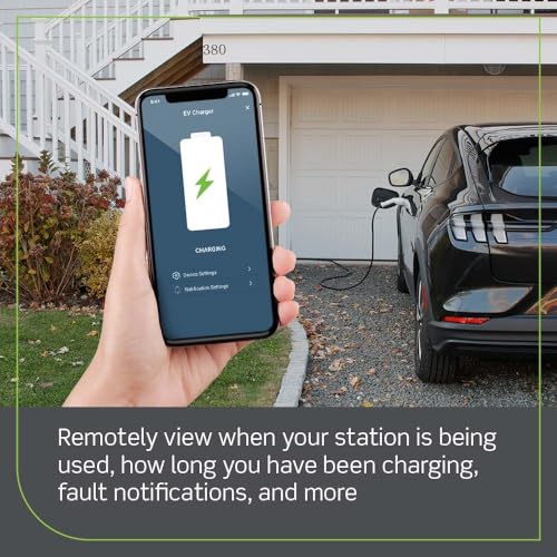 Image of Leviton Level 2 Smart EV Charger with Wi-Fi, 32 Amp, 208 /240 VAC, 7.6 kW Output, 18' Cable, Indoor /Outdoor Hardwired EV Charging Station, My Leviton Compatibility, EV32W EVSE, White-Black