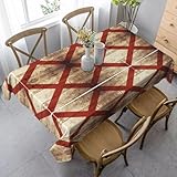 Tischdecke Outdoor Geometrisches Muster Tischdecken Abwaschbar 3D Vintage-Holzbrett Tischtuch Wasserdicht Wetterfest für Party Biertisch, 90x90 cm ZB62