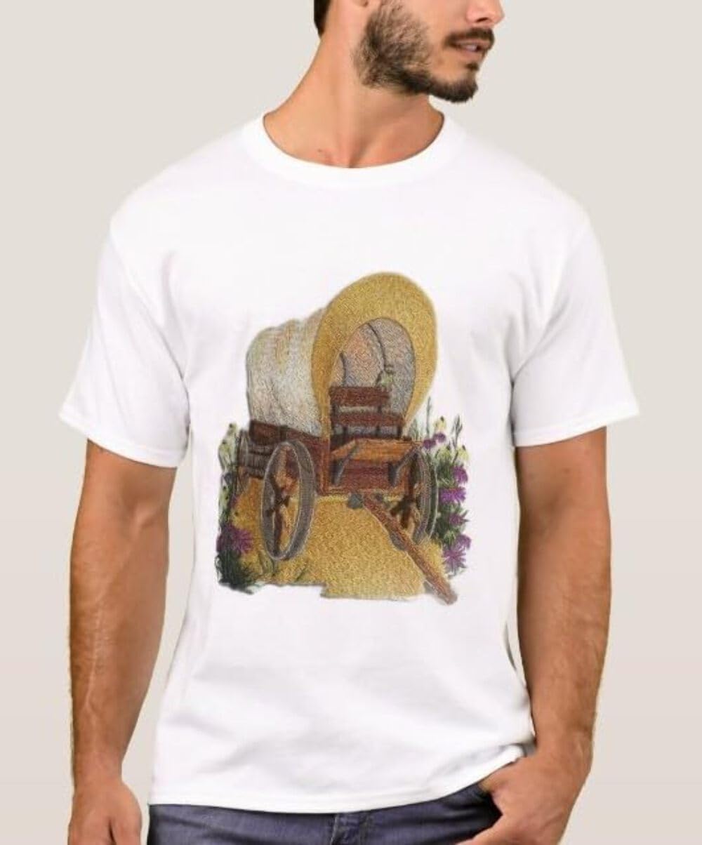 Custom and Unique Prairie Wagon Scene Embroidered Iron on/Sew Patch [6.2" * 5.87"]