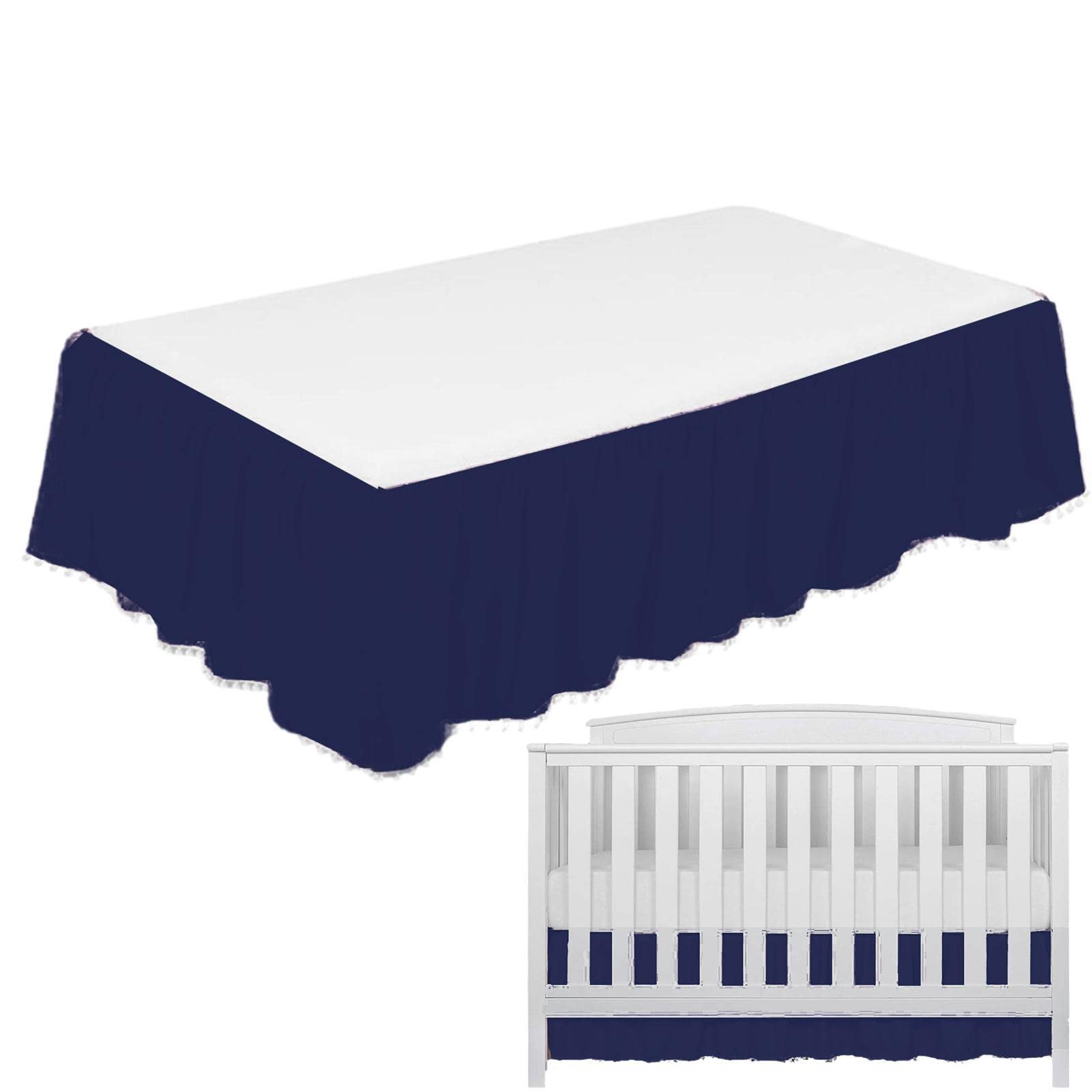 Rurunklee Crib Bed Skirts,Crib Skirt With Pom Poms | Microfiber Crib Skirt With Pom Poms For Bringing Baby Warm And Cozy Nursery Room To Slumber And Dream 28" X 52"