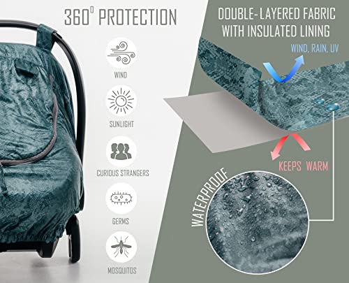 Image of Universal Fit Car Seat Covers for Babies by SA ACCESSORIES - Waterproof Infant and Baby Car Seat Cover - Carseat Canopy for Boys and Girls - Green Snake