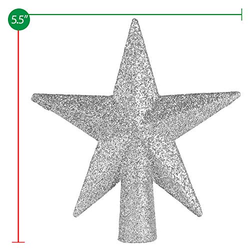 Ornativity Glitter Star Tree Topper - Christmas Small Decorative Holiday Bethlehem Star Ornament Topper (Silver) #TOP3