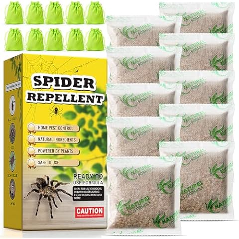 10 Pack Natural Spider Repellent for Indoor Outdoor Use, Effective Spider Deterrent with Peppermint and Lemongrass Oil, No Spiderweb Spider Free Solution for House Garage Attic, Safe to Use Cover