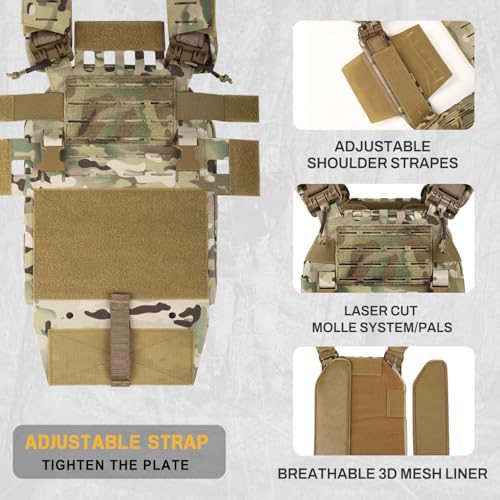 VOTAGOO Schnellverschluss 500D Trainingsweste für Herren mit Drop Tasche, Verstellbare Trainingsweste für Den Außenbereich (CP)