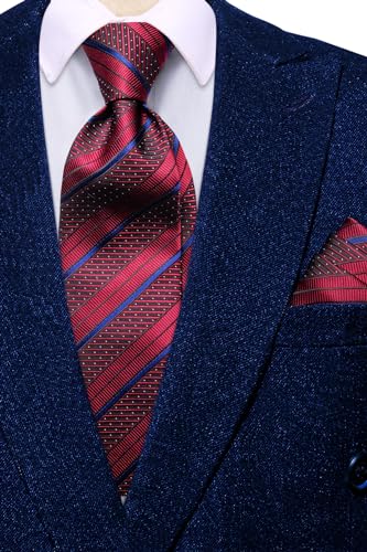 Image of Hi-Tie Mens 70inches Tie Set Extra Long Necktie for Men Cufflinks Handkerchief Big Tall Men Business Wedding
