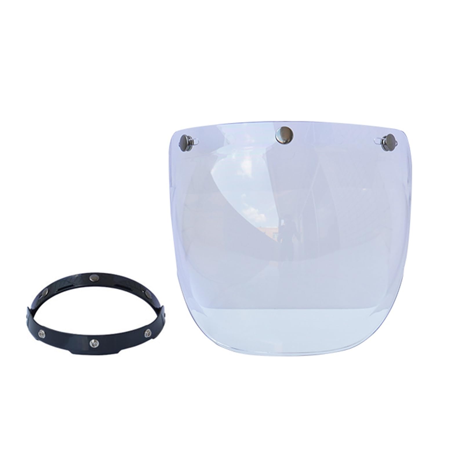 Visiera per Casco Universal, Visiera Casco 3 Bottoni, Visiera a Lente Moto Anti UV AntiGraffio, per Caschi Aperti, 6 Colori Disponibili