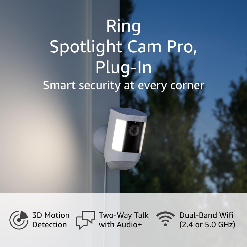 Ring Spotlight Cam Pro Plug In 3d Motion Detection Two