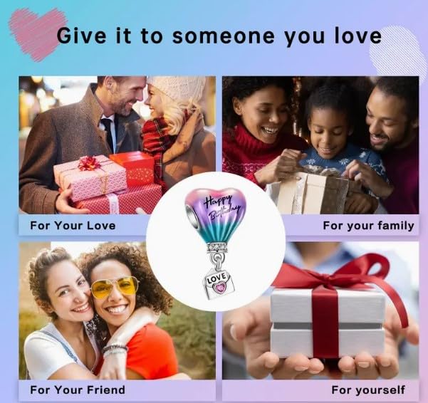 Image of Happy Birthday Hot Air Balloon Envelope Charm