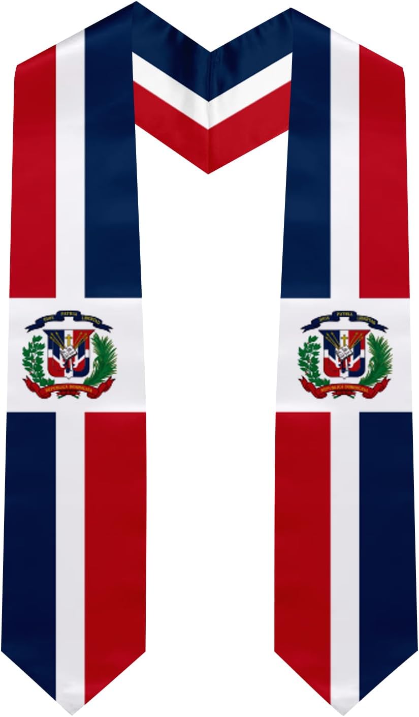 Graduation Stole National Flag Design, Satin Unisex International Student Graduation Sash Scarf 72'' Long