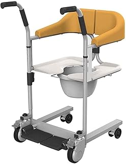 Silla de traslado de pacientes portátil 3 en 1 con ruedas para baño. Elevador multifunción, fácil de usar en el baño y el hospital, color azul (amarillo).