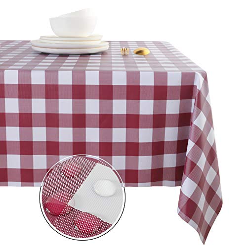 Obstal 100% Waterproof PVC Table Cloth, Oil-Proof Spill-Proof Vinyl Rectangle Tablecloth, Wipeable Table