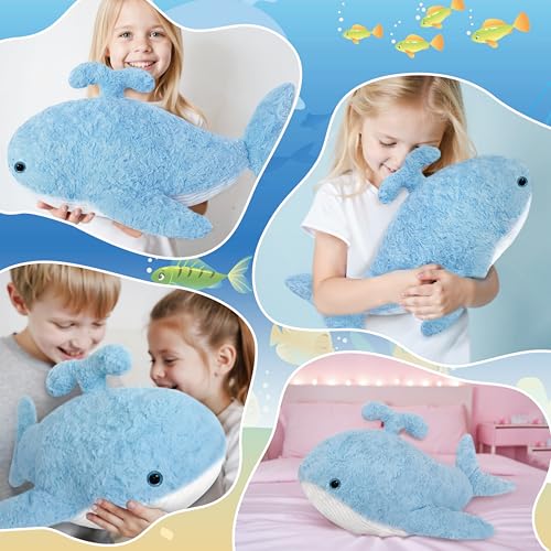 Image of Niuniu Daddy 23 inch 3.3 Pound Weighted Stuffed Animals Whale for Kids Adults, Whale Weighted Plushies Toy, Cute Body Pillow for Sleeping, Ocean Series Huggable Gift for Everyday Comfort