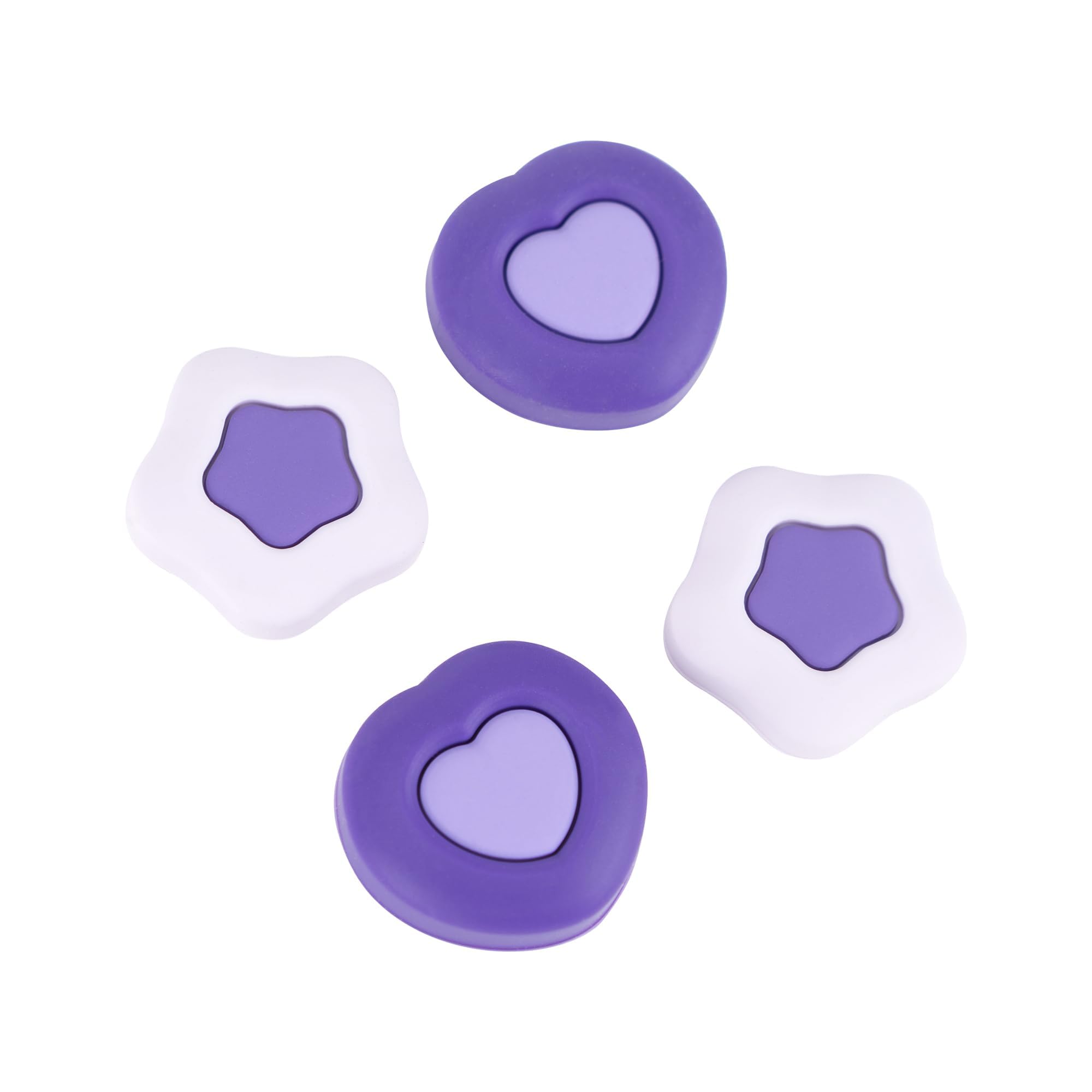 GeekShare Cute Silicone game console Thumb Grip Caps, Joystick Cover Compatible with Switch/OLED/Switch Lite,4PCS - Cream Heart (Purple)