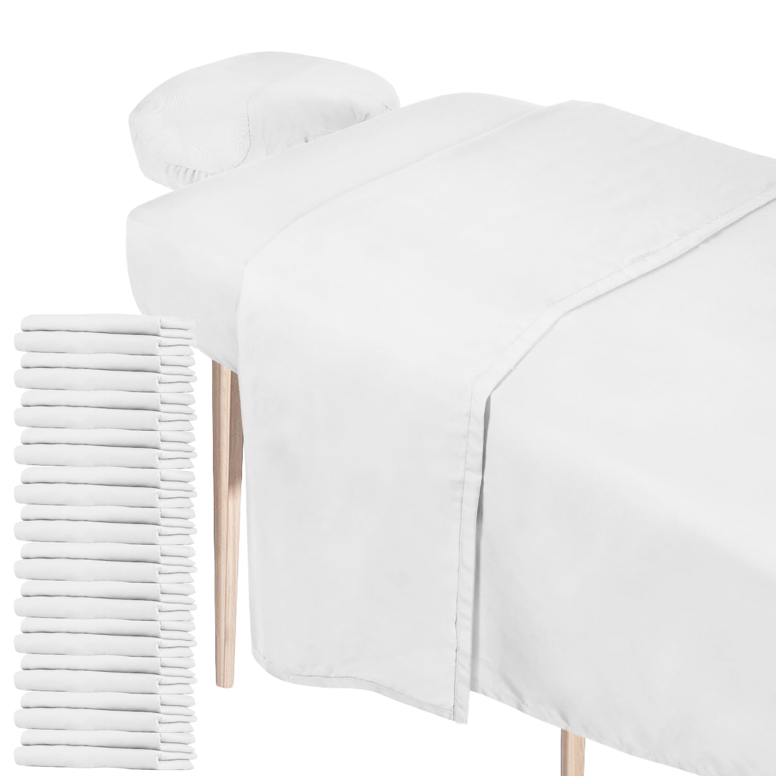Oudain 12 Sets Soft Microfiber Massage Table Sheets Set Bulk 3 Piece Set Includes Massage Table Cover, Massage Fitted Sheet, and Massage Face Rest Cover (White)-image-8