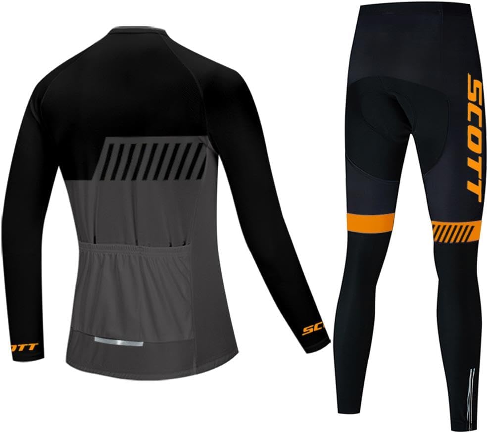Men's Cycling Jersey Set Long Sleeve Road Bike Shirts Bicycle Clothing Cycling Pants with 20D Gel Padded