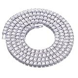 metaltree98 Moda Hombre de Iced out Lab Diamond 4 mm 22 'Solitario de Tenis bañado en Plata Cadena Collar
