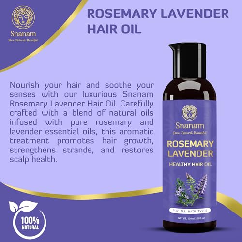 Image of Lavender Rosemary Hair Oil | 100% Pure & Natural Undiluted Cold Pressed Oil | Healthy Hair & Scalp Nourishment | 100 ml