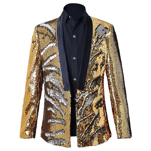 Men's Shiny Sequins Party Suit Jacket Lapel Dinner Prom Blazer Jacke Wedding SequinTuxedo Suit Coats