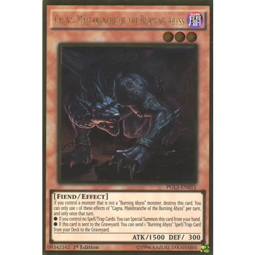 Amazon.com: YuGiOh : PGL3-EN051 1st Ed Cagna, Malebranche of the Burning  Abyss Gold Rare Card