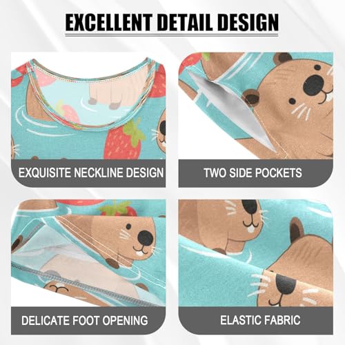 senya Short Sleeve Pajamas Sets Summer Cotton Sleepwear Red Strawberry Cute Capybara4