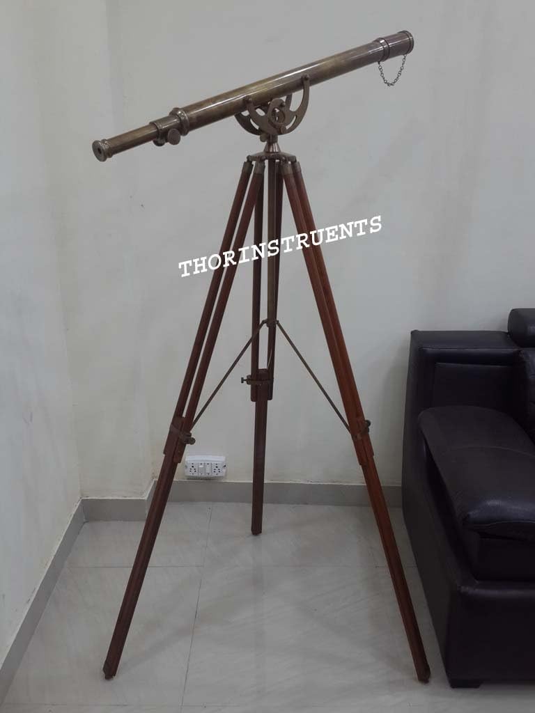 Nautical Brass Antique Finish Telescope Adjustable Brown Tripod Stand Decor Rustic Vintage Home Decor Gifts