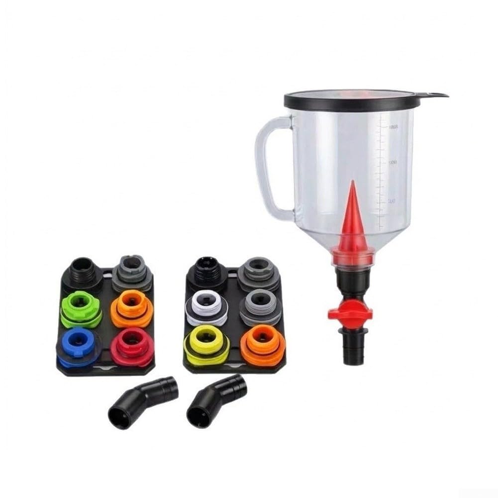 Kit completo de embudo de 18 piezas con diseño magnético para facilitar los cambios de aceite en cortadoras de césped y motores pequeños con caja de almacenamiento (tapa negra, caja blanca)