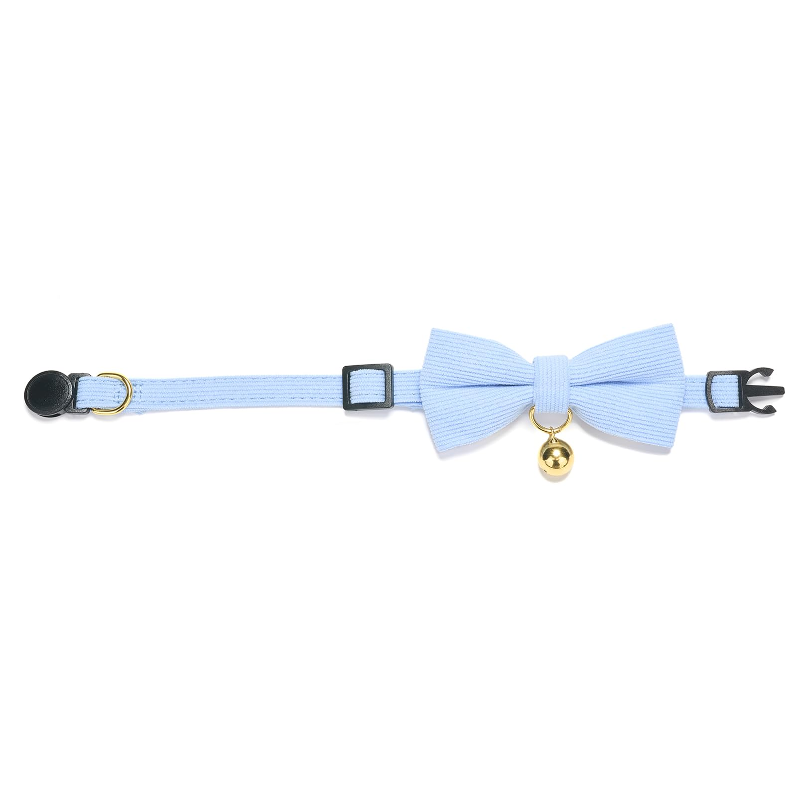 Ultra-soft Collar Natural Cotton Corduroy Made for Cats with Sensitive Skin,Lightweight Kitten Collars with Quick-release Buckle and Removeable Bow-tie,Light Blue Pack of 1 — view 7
