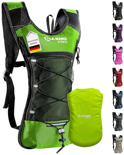 SASMO® Laufrucksack 6L (Grün) mit Thermofach | Lauf Rucksack - Ultraleicht 300g | Laufrucksack Damen & Herren | Running Backpack inklusive Regenschutz & Reflektoren
