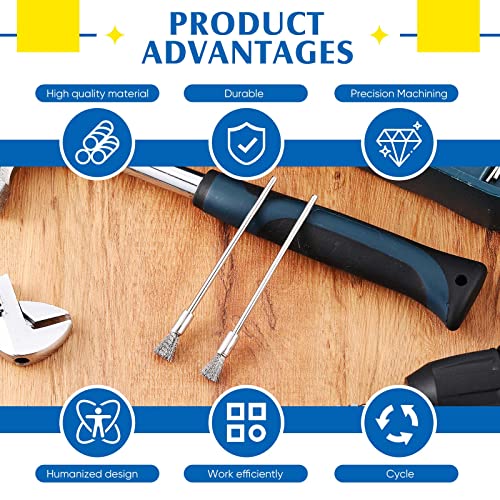 10 Pcs Wire Brush Extended Steel Cleaning End Brushes Pen Stainless Steel Wire Brush 3 Mm Mandrel Rust Paint Removal Bits Polishing Rotary Tool Accessories, 6 Mm End Brush #TOP3