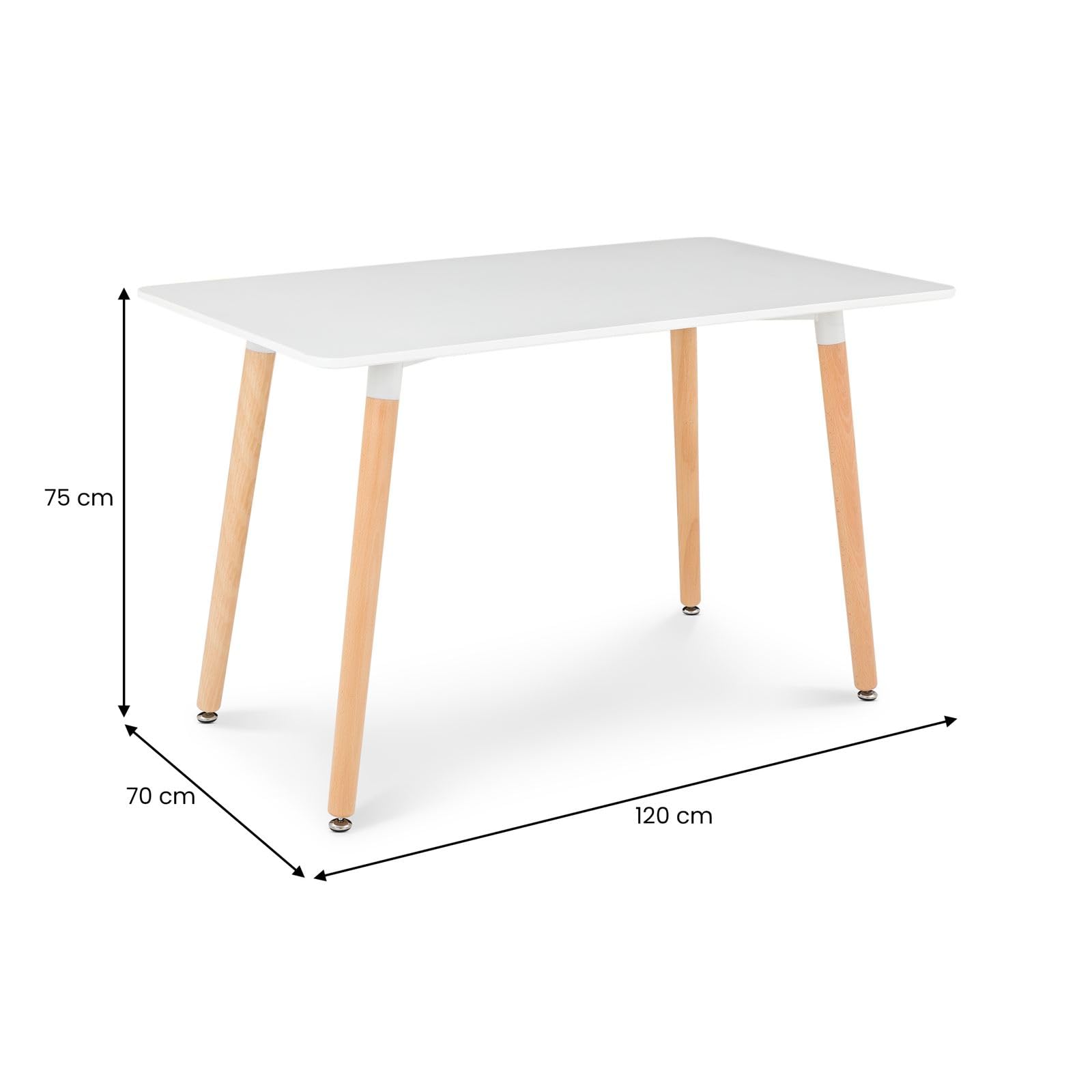 SHANNON/RAVI Essgruppe mit Tisch und 4 Stühlen, Weiß - Esstisch klein 120 x 70 cm, Tisch mit 4 Stühlen Set, Esszimmermöbel für moderne und skandinavische Einrichtung [max. Belastbarkeit 120 kg]