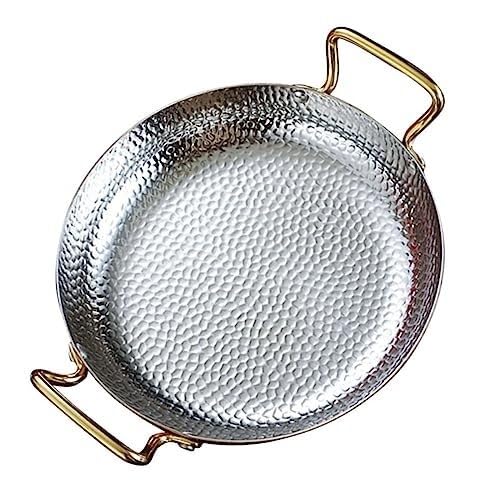 Paelleras españolas de acero inoxidable con doble oreja, antiadherente, 24 cm, ideal para hogares y restaurantes (plata, 30 cm)