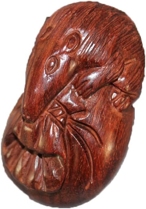 Mascot Wooden Crafts Wood Carving Art Wood Decoration Artwork 印度小叶紫檀老鼠布袋手把件 小叶紫檀摆件 雕刻手摆件 商务礼品(印度小叶紫檀老鼠布袋手把)