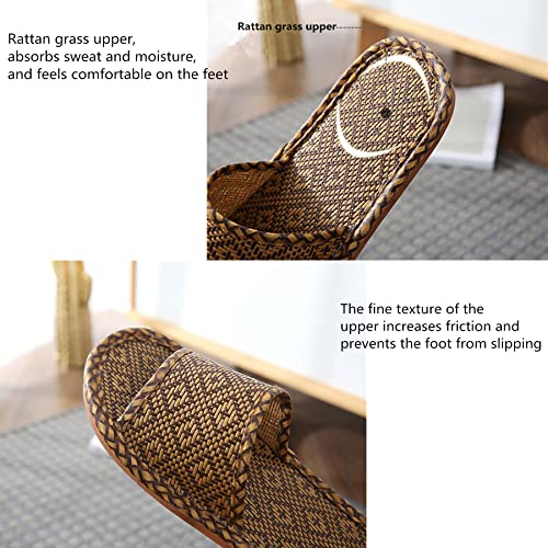 4 Pairs Grass Rattan Slipper in Summer, Travel, Hotel, Home Wooden Floor Bamboo Slippers,Open-Toed Slippers are Non-Slip3