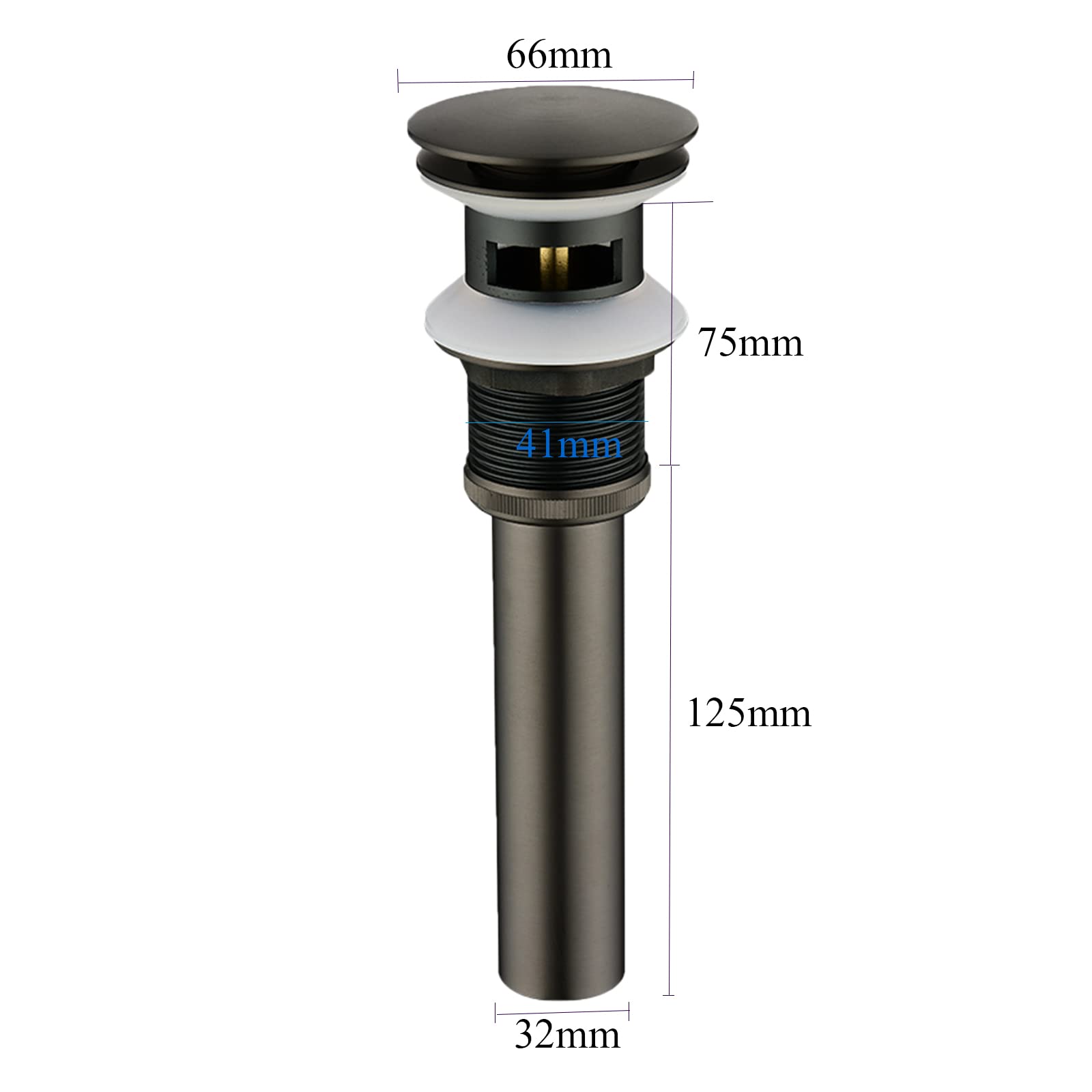 Piletta Lavandino Bagno Universale Piletta Lavabo Bagno Pop Up Piletta Bidet Click Clack con Troppo Pieno In Ottone G1 1/4“ Per Lavabo,Bianco