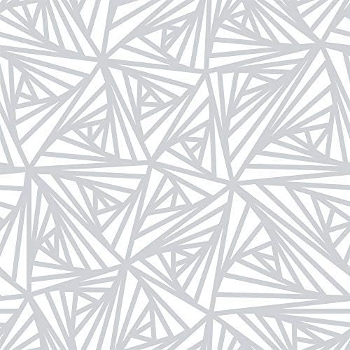 Walls By Me Peel and Stick Silver Geometric Basic Removable Wallpaper 8838-2ft x 4ft (61x122cm)