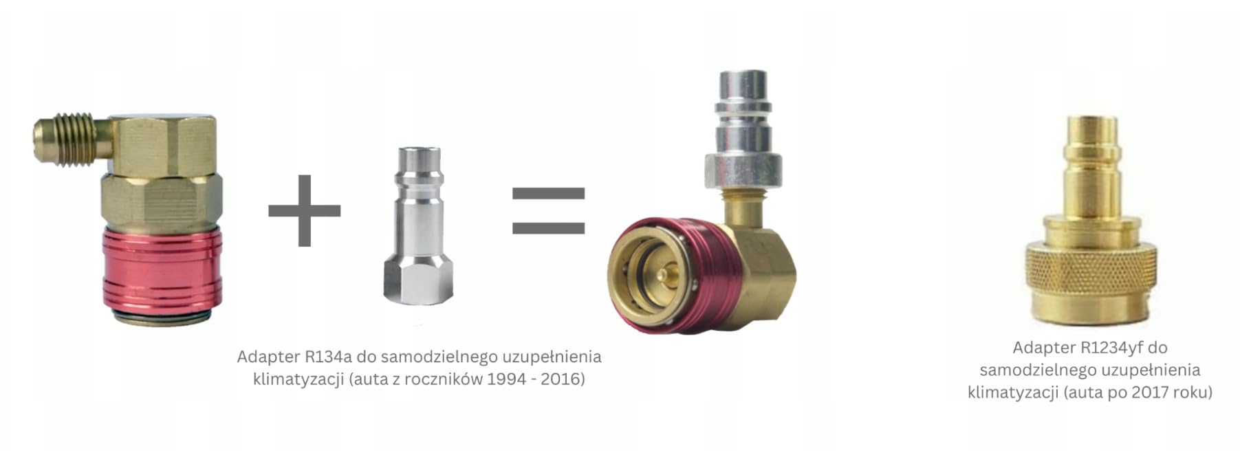Adapter Gazu R134a LP/HP – Reduktor do Nabijania Klimatyzacji Samochodowej 1994–2017 – Kompatybilny z Zaworem HP (14 mm)