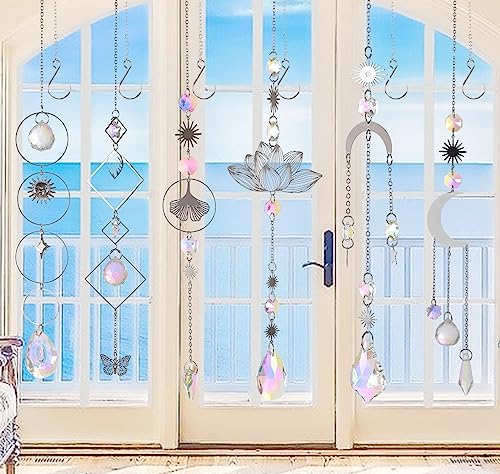 Sonnenfänger Kristall Fenster,6 Stück Lotus Perlen Anhänger Deko,Fensterdeko Hängend,Kristall-Sonnenfänger,Regenbogen Sonnenfänger Kristal,Regenbogen Kristalle Anhänger,Zuhause... – Bild 7
