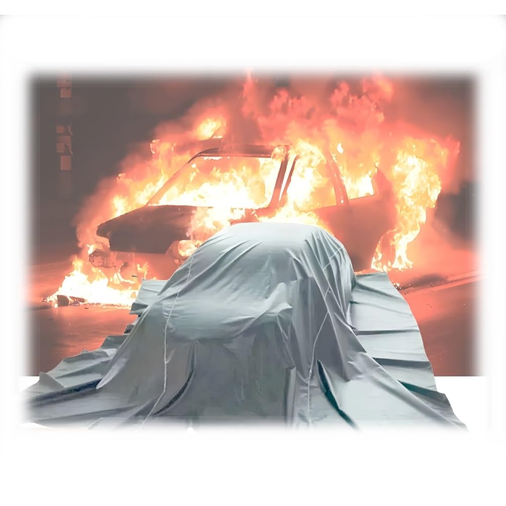 Coperta antincendio di Grandi Dimensioni per Auto, Coperta antincendio di Emergenza in Fibra di Vetro Resistente al Calore (6x8 m/19,7x26,2 Piedi) con Borsa per Il Trasporto, Ideale per veic