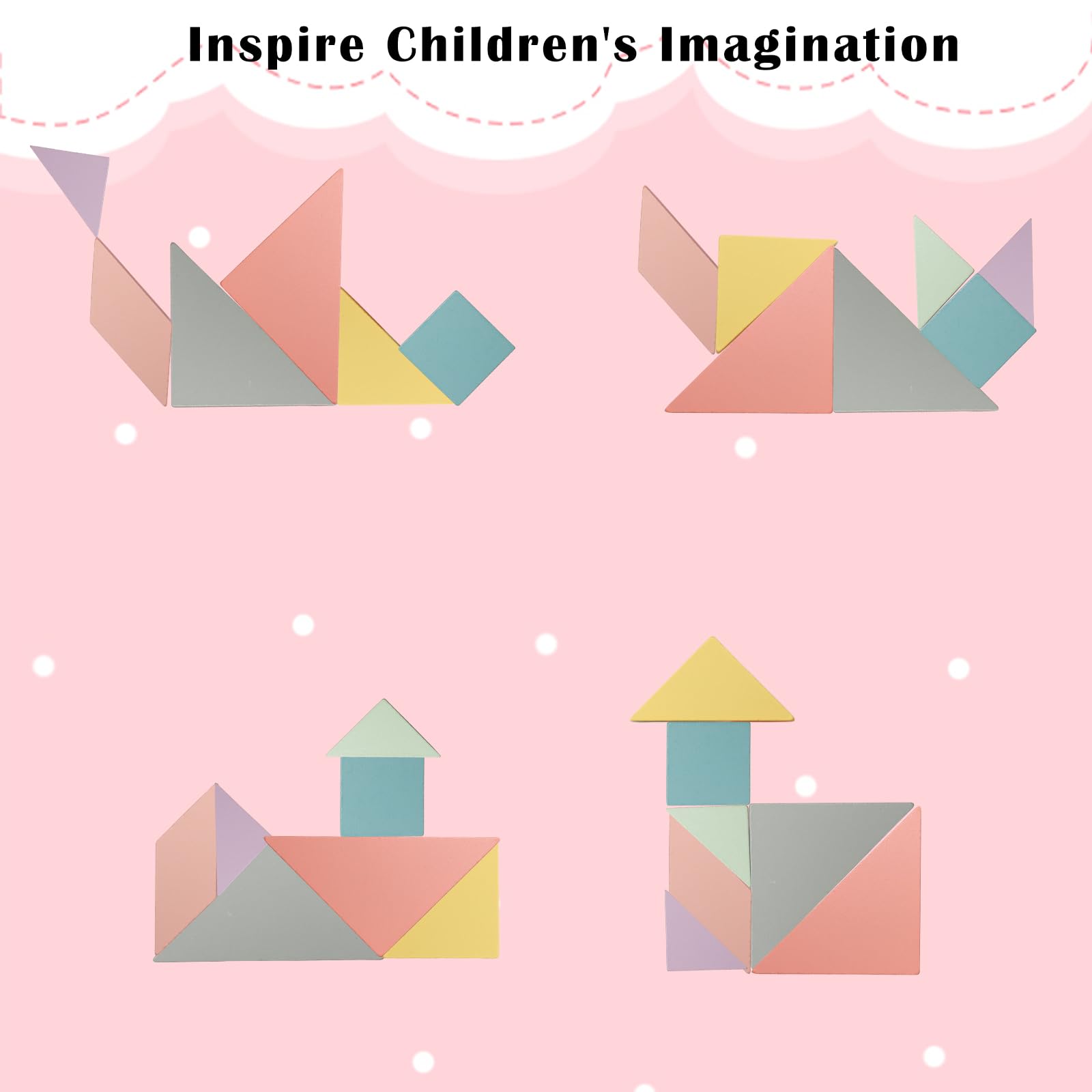 2SZT. Magnetyczny Tangram, Tangram Magnetyczna Gra dla Dzieci, Montessori IQ Gry i Zabawka Edukacyjna w Formacie Książki, Magnetyczne Gry Tangram z Drewna dla Dzieci od 3 Lat, Edukacyjna