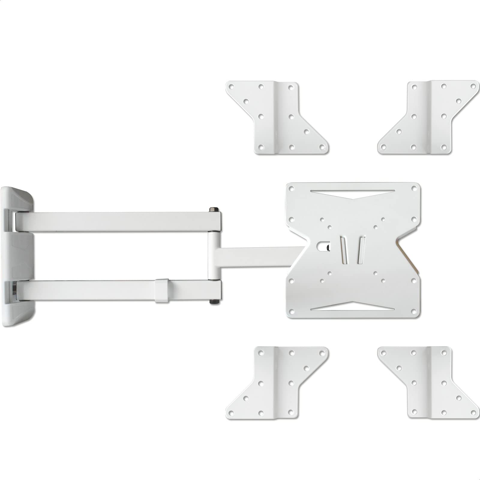 Drall Support TV Mural Universel - pivotant, inclinable, Extensible jusqu'à 60 cm - pour 15-55 Pouces LED LCD OLED Curved TV - jusqu'à 40 kg - VESA 200 400 Blanc Modèle : S89W-AD7W
