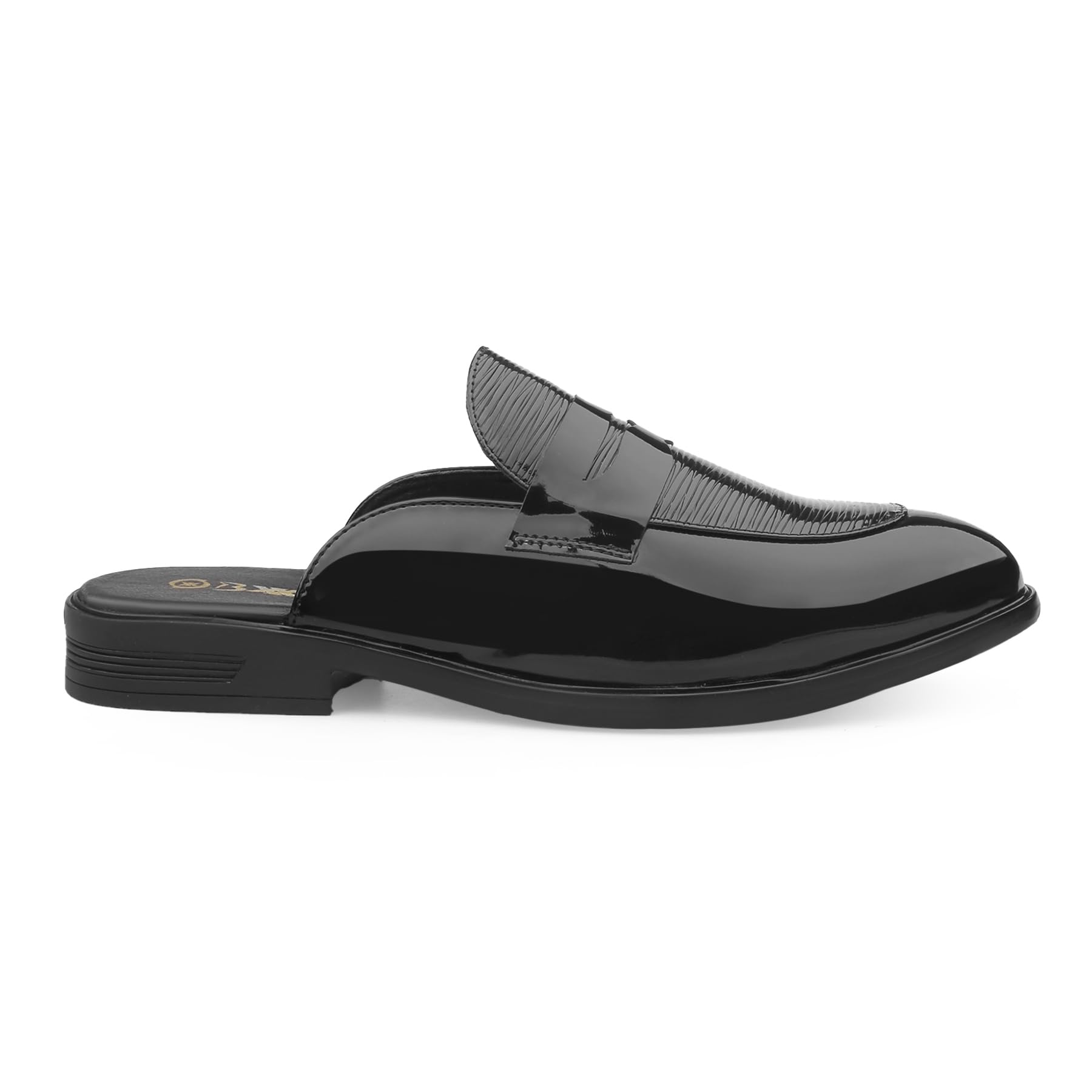 Men's Embossed Textured Backless Mules & Slip On Penny Loafers with Patent Leather Material & Anti-Skid TPR Sole.-image-27