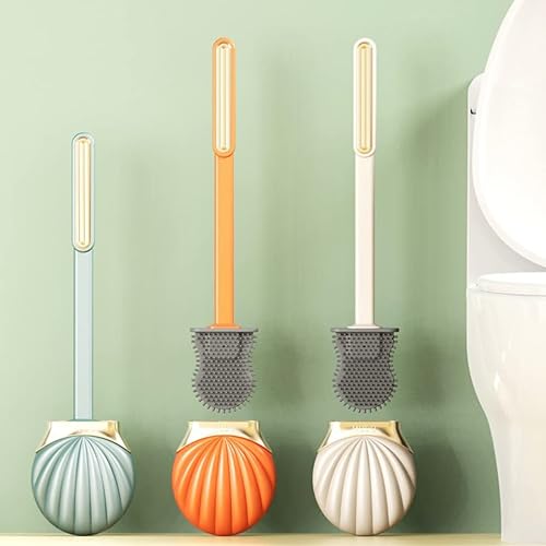 Miniatura 4 de FOMIYES Limpiadores de inodoro, juego de soporte de escobilla de inodoro con carcasa de silicona, cepillos decorativos de limpieza de inodoro con