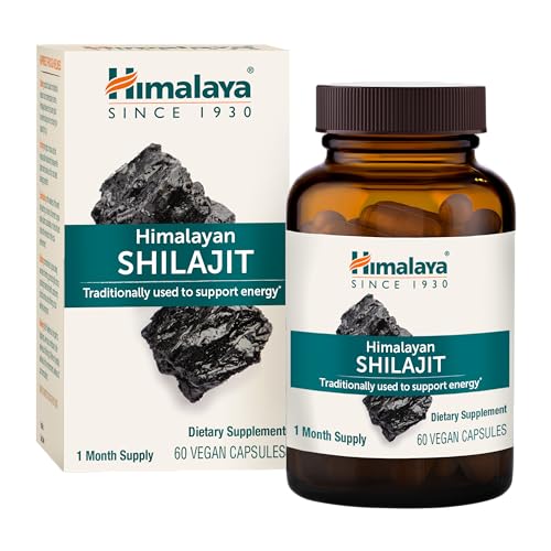 Himalaya Shilajit - Herbal Energy Supplements with Fulvic Acid and 85+ Trace Minerals, from Shilajit Resin, Vegan, Non-GMO, Gluten Free, 250 mg, 60 Capsules